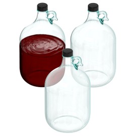 Skywin 1 Gallon Glass Jar With Lid- 3 Pack of 1 Glass Gallon Water Bottle with 38mm Screw Cap - Clear One Gallon Glass Jar