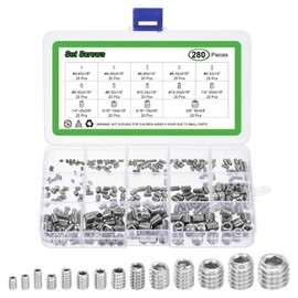sourcing map Allen Head Socket Hex Grub Screw Assortment Kit,280PCS #4-40 to 3/8"-16 304 Stainless Steel Internal Hex Drive Cup-Point Set Screws Assortment Kit for Door Handles, Faucet