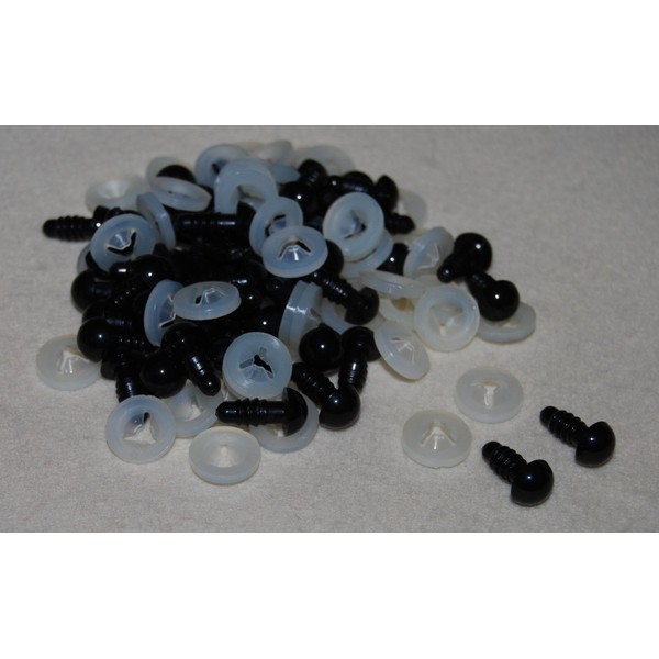 celloexpress 9mm Solid Black Eyes with Plastic Backs - Safety