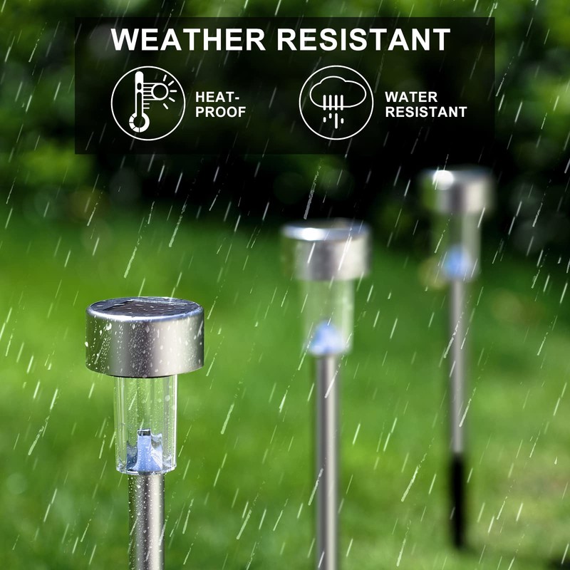 Solar Lights Outdoor Waterproof, Stainless Steel LED Landscape Lighting, Solar