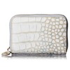 [VOICE] Italian Cowhide Leather Round Zipper Chabara Card Case, WH/BL