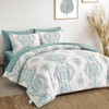 WONGS BEDDING Aqua Comforter Set King Size, Damask Texture 7