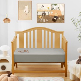 SiinvdaBZX 2 Pcs Baby Fitted Crib Sheets for Boys Girls, Soft Viscose Derived from Bamboo Crib Sheet Crib Mattress Sheets for Standard Crib and Toddler Mattress (Pink & Grey, 52"x28")