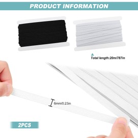 Elastic Bands for Sewing 1/4 Inch, 44 Yards Flat Elastic Bands Sewing Waistband Braided Elastique Cord Strap Stretch String White Black