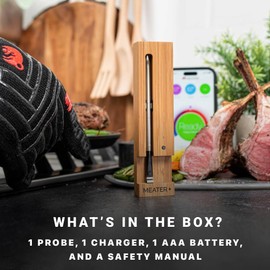 MEATER Plus Bundle: Smart Digital Wireless Meat Thermometer with Heat-Resistant BBQ Mitts & Bar Blade Opener | Grilling, Smoking, Roasting, Baking, & BBQ | Limited Edition Brown Sugar Color