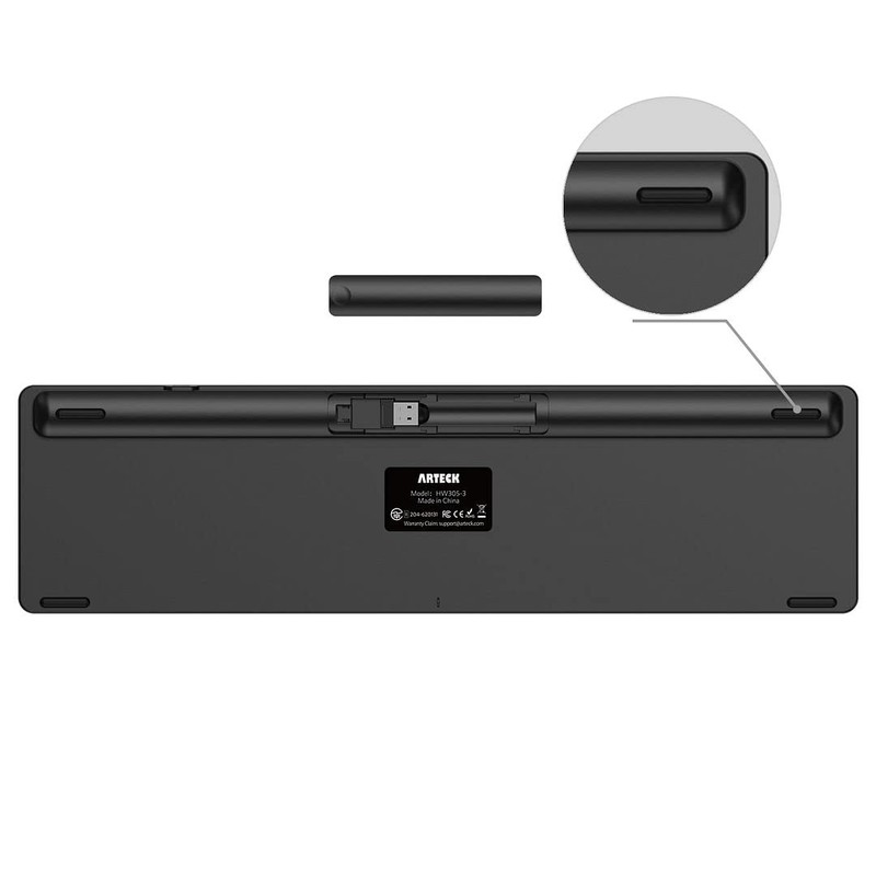 Arteck 2.4G Wireless Keyboard Ultra Slim Full Size Keyboard with