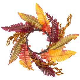 LUOZZY Artificial Leaf Candle Ring Fall Theme Dinner Table Candles Wreath Props Thanksgiving Party Table Ornaments