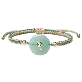 HL1971 Natural Jade Bracelet for Women Gradient Green Jade Bead Elastic Bracelet, Suitable for Christmas, Thanksgiving, 6 5 inch, Jade, waterfall-setting