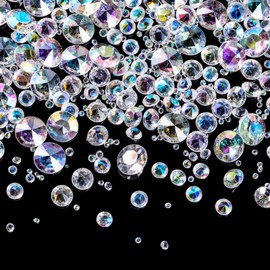 Hicarer 800 Pieces Diamond Decorations Acrylic Diamond Table Scatter Crystals for Table for Vase Fillers Party Table (AB Color, 12mm, 8mm, 6mm, 3mm, 2mm)