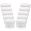 10 Pack White Plastic Bucket with Handle and Lid Food