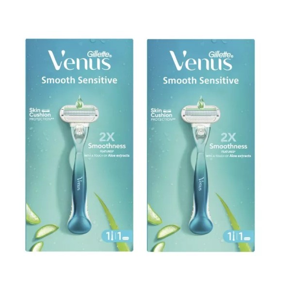 Gillette Venus Smooth Razor Handle with 1 Refill Cartridge, 2