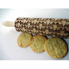 TERRIER PATTERN EMBOSSING ROLLING PIN SCOTTISH TERRIER DOG PATTERN ENGRAVED ROLLING PIN with SCOTTIE for EMBOSSED COOKIES