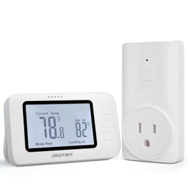 DIGITEN Wireless Thermostat WTC100 Pro Temperature Controller Cooling & Heating, Remote Control Outlet, Easy to Use, Non-Programmable Thermostat for Home, White, Wireless RF Link