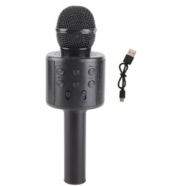 Wireless Bluetooth Microphone Portable 4 in 1 Multifunctional Noise Reduction Karaoke Mic for Home KTV Party Car Black