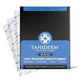 Saniderm tattoo bandage in personal pack size of 6 X 8 inches Clear Antibacterial