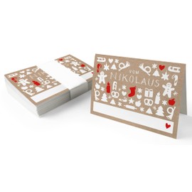 25 Gift Tags from Santa Beige – Original Mini Christmas Cards for Christmas Gifts Labelling, Elegant Exclusive Individual, A7 Recycled Paper Folding Cards