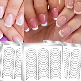 KUTUBORYU 36 Sheets French Manicure Nail Art Stickers, 3 Designs Self Adhesive Nail Sticker Tips, French Tip Nail Stickers for Edge Auxiliary, Nail Line Guide for DIY Decoration Stencil Tools