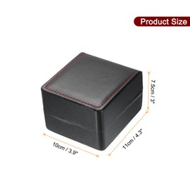 QUARKZMAN Single Watch Box PU Leather Watch Travel Storage Display Box for Men Women with Removable Cushion Portable Watch Holder Organizer Black Glossy