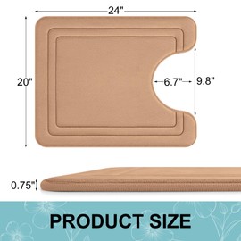 Grandaily Memory Foam Toilet Rugs U-Shaped 24x20, Ultra Soft, Non-Slip and Absorbent Bathroom Rugs, Toilet Bath Mat, Machine Wash Dry, Comfortable Contour Bath Rugs for Toilet Base, Dark Beige