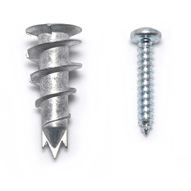 CONFAST Zinc Self-Drilling Metal Drywall Anchors Kit with Screws, 200 Pieces (100 Anchors + 100 Pcs 1" Screws), #8 Wall Anchors for Drywall, Sheetrock, and Hollow-Wall Installation