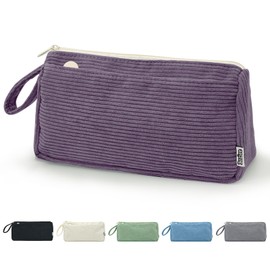 Boziee Corduroy Fabric Pencil Case Large Capacity Pencil Case Cordury Pencil Case School Pencil Case Organiser for School Office Girls Teenagers Pencil Case, purple, Cordury