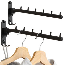 Alise Wall Mounted Drying Rack,Swivel Clothes Drying Rack Stainless Steel,Space Saving Clothes Hanger Rack,Heavty Duty Clothes Wall Drying Rack for Laundry Closet Bedroom/Bathroom,Matte Black,2 Pack