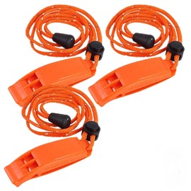 GXGM Pack of 3 with Reflective Rope, Whistle, Safety Whistle, Rescue Whistle, Adjustable Reflective Neck Strap for Kayaking, Boating, Swimming, Survival in Water, Hiking (Orange)