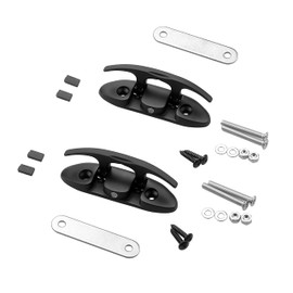 Thorn Boat Cleats Folding Style,Flip Up Marine Stainless Steel 4-1/2" Black Dock Fold Cleat W/Fasteners and Back Plates