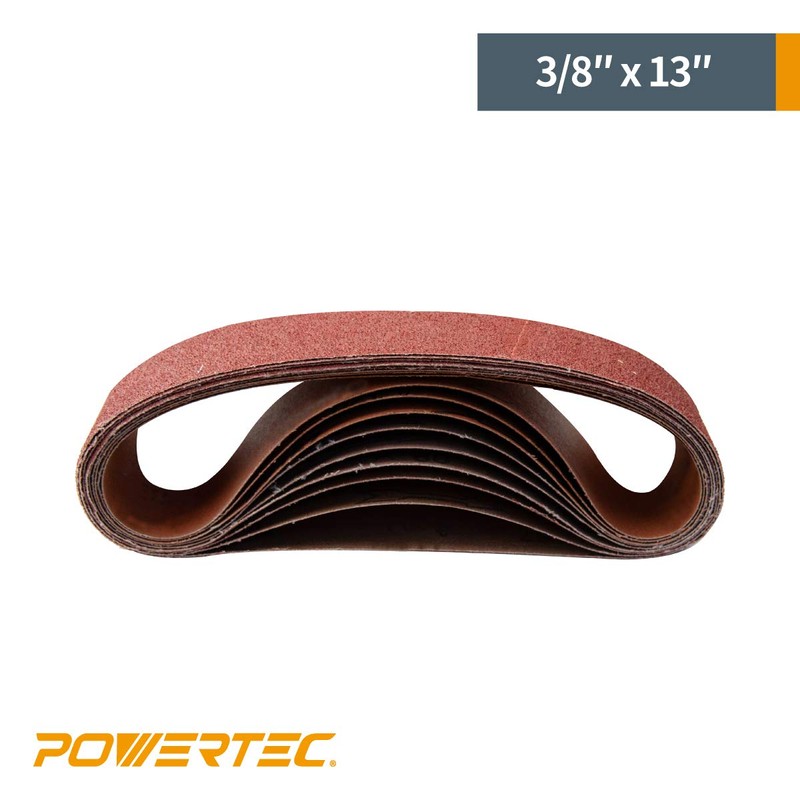POWERTEC 401304 Universal Sanding Belts 3/8-Inch x 13-Inch | Aluminium
