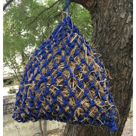 Majestic Ally 2”x2” Holes Highly Durable Very Sturdy 36" Hay Net with for Horses, Goat, Travel Feeder for Trailer and Stall, Reduces Waste (Royal Blue)
