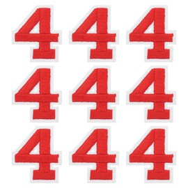 MECCANIXITY Iron on Number Patches 2" Number 4 Iron on Embroidered Patch Sew on Letter Stickers Applique for Repairing Clothing Jeans Shoes Hats DIY(Red, Pack of 9)