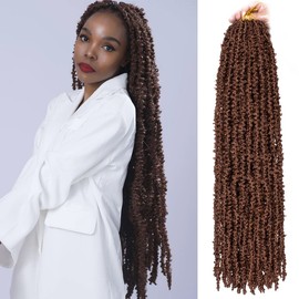 ZRQ 30 Inch Butterfly Locs Crochet Hair 2 Packs Brown Handmade Distressed Faux Locs Crochet Braids, Pre looped Boho Goddess Locs Natural Messy Butterfly Loc (2Packs,30#)