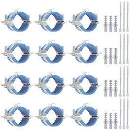 PATIKIL 1.2"-1.4"/31-36mm Split Ring Pipe Hanger, 12 Pcs Heavy Duty Adjustable Pipe Bracket Clamp Galvanized Iron Wall Ceiling Mount Pipe Strap Support with Screws & Expansion Tube, Blue
