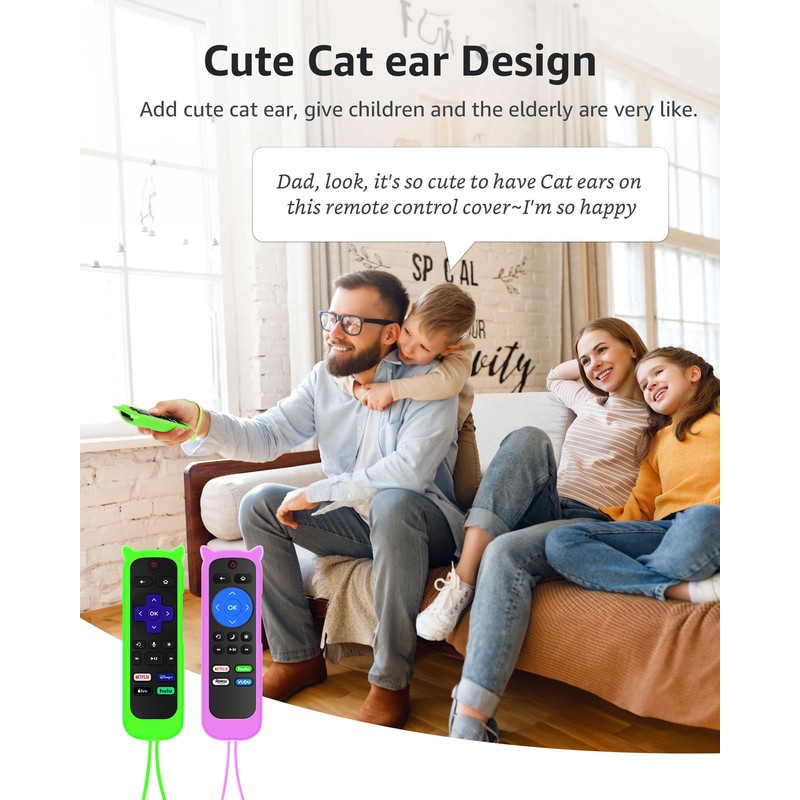 2Pack ONEBOM Cover for Roku Remote with Cat Ears Design,