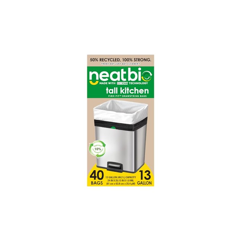 Neat Tall Kitchen 13 Gallon Drawstring Trash Bags - 40