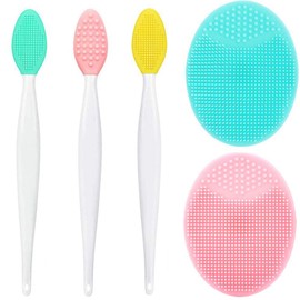 Yoizyfree 3 Pcs Lip Scrub Brush with Silicone Facial Cleansing Brush,2 Pcs Face Scrubber Gentle Exfoliating,Removing Blackhead,Massaging