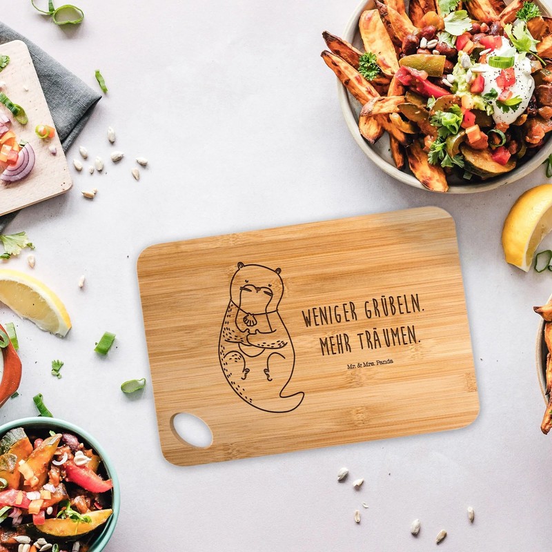 Mr. & Mrs. Panda Bamboo Chopping Board Otter Shell Gift