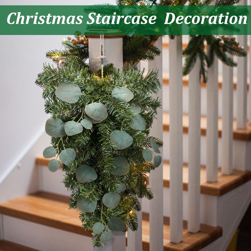 Zomiboo 8 Pcs Christmas Greenery Swag with Eucalyptus Mixed Pine