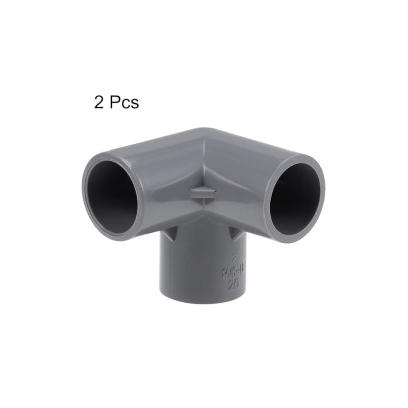 TOP-VIGOR 2Pcs 20mm 3 Way Elbow PVC Pipe Fitting, Tee
