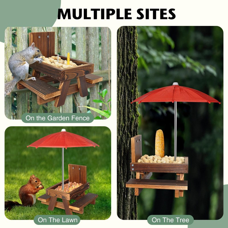 Squirrel Feeder with Umbrella Squirrel Table Feeder with Sturdy Squirrel
