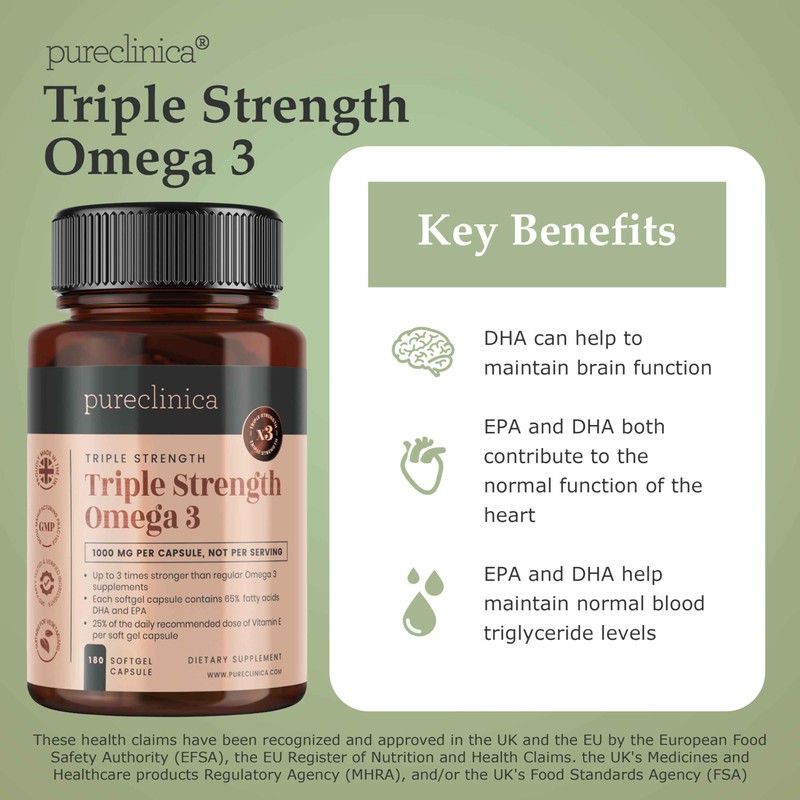 Pureclinica Pureclinica Triple Strength Omega 3 1000mg x 360 Capsules