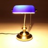 FIRVRE Blue Glass Bankers Desk Lamp Bright Executive Table Lamp