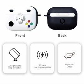 Game Case Cover for Airpod 4, Funny Case with Airpods Gen 4, Silicone Earpods 4 Hard Case, Classic Retro Handheld Game Console (White)