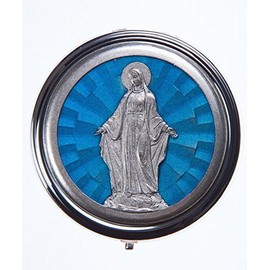 Pyx. Holy Communion 5.6 cm diameter x 2 cm deep. Eucharistic Minister Our Lady Immaculate Miraculous Medal Image.Pyx for a Priest for a Chaplain. Holy Communion.