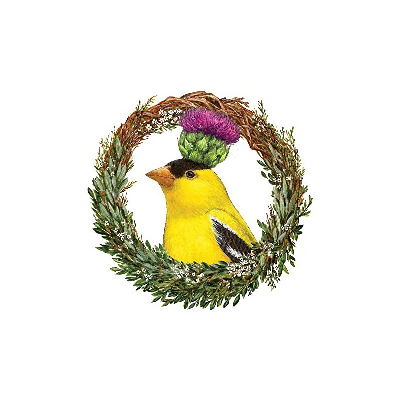 20 Napkins Yellow Bird in Leaf Wreath Table Decoration Decoupage
