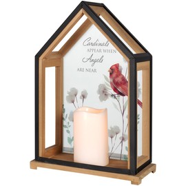 Carson 14" "Angels are Near Memorial Lantern - Cardinal Flameless Candle Lantern Sympathy Gift for Funeral