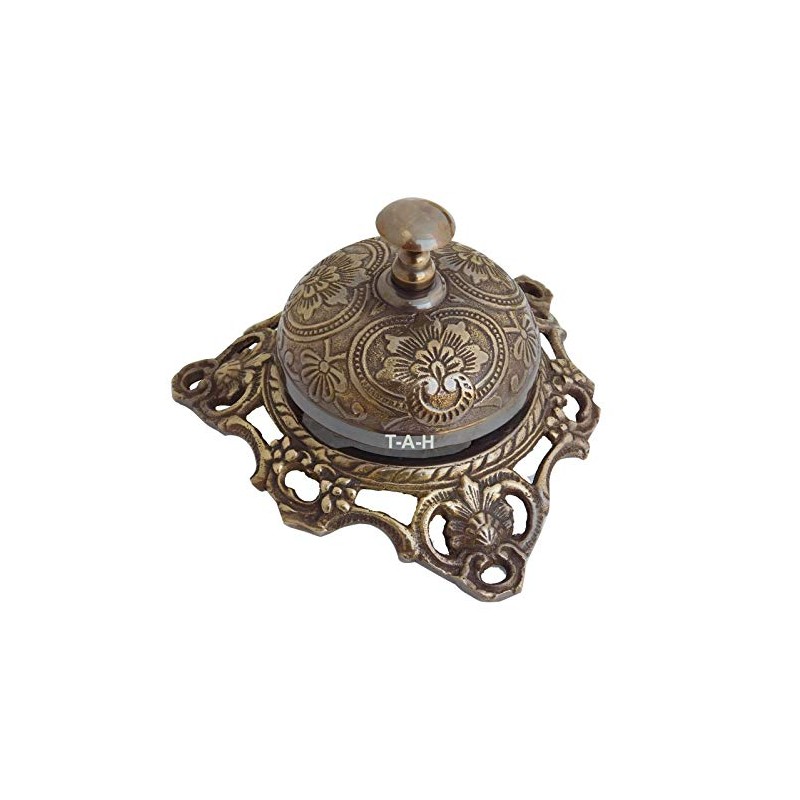 Antique Ornate Solid Brass Hotel Counter Bell Service Desk Bell