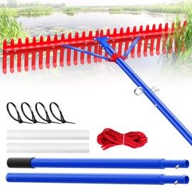 Lake Rake,Pond Rake Aquatic Weed Rakes,Large Heavy Duty Aluminum Aquatic Rakes with 7" Metal Tines 11FT Extension Handle,26FT Rope and Float for Removal of Weeds,Leaves(Patents Pending)