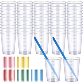 Gartful Resin Mixing Cups and Sticks, 110 Packs Epoxy Measuring Cups Kit - 60PCS 50ml Disposable Graduated Cups, 50PCS Pointed Stir Sticks for Mixing Paint, Stain, Epoxy, Resin
