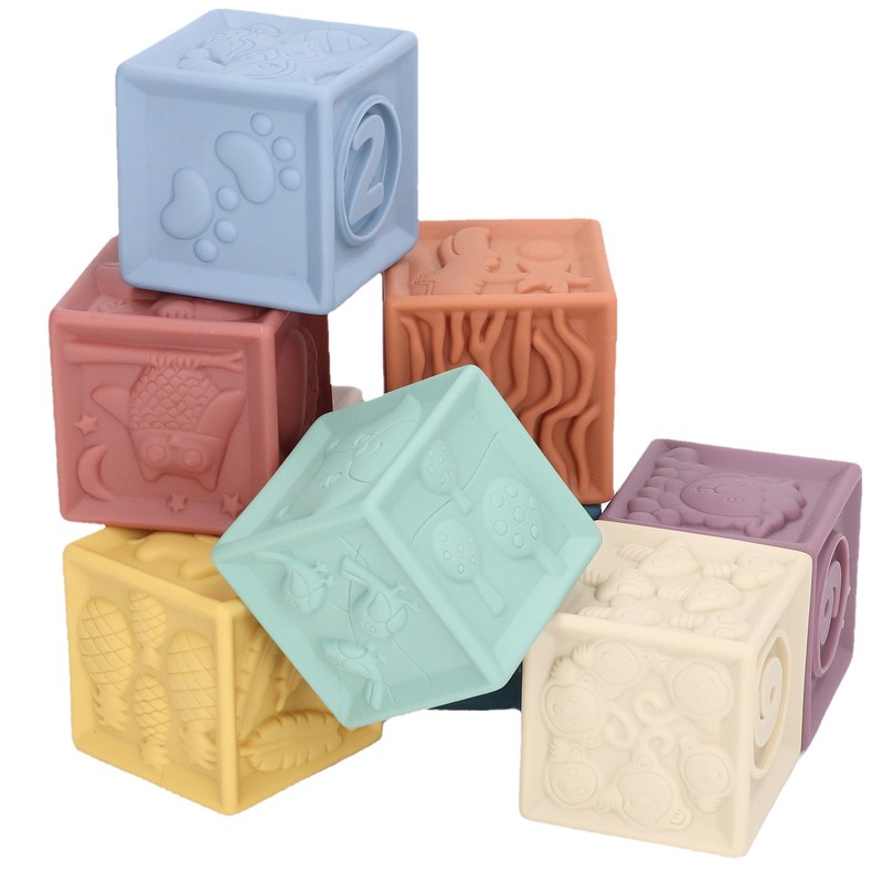 9pcs Baby Blocks Toy Soft Squeeze Chewing Educational Toddler Stacking